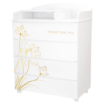Комод Indigo Green Line 800/4 ЛДСП, МДФ с узким пеленальным столиком белый с принтом
