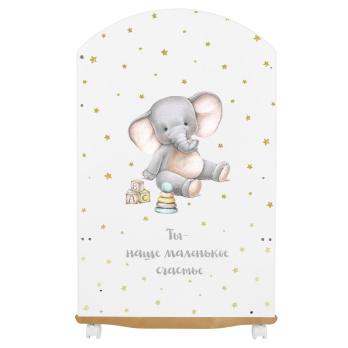 Кровать детская Indigo My Sleepy (фигур.спин., колесо-качалка, ящик) белый слоник