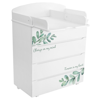 Комод Indigo Green Line 800/4 ЛДСП, МДФ с узким пеленальным столиком белый с принтом