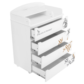 Комод Indigo Green Line 800/4 ЛДСП, МДФ с узким пеленальным столиком белый с принтом