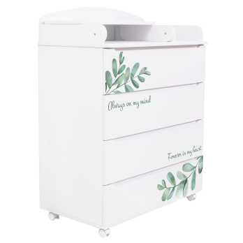 Комод Indigo Green Line 800/4 ЛДСП, МДФ с узким пеленальным столиком белый с принтом