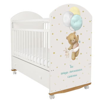 Кровать детская Indigo My Sleepy (фигур.спин., колесо-качалка, ящик) белый мишка