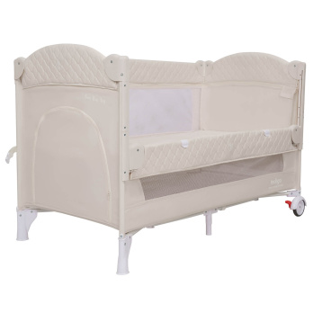 Кровать-манеж Indigo BON-BON TOY c маятником, (2 уровня) бежевый
