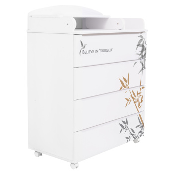 Комод Indigo Green Line 800/4 ЛДСП, МДФ с узким пеленальным столиком белый с принтом