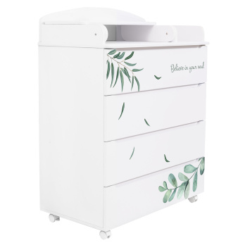 Комод Indigo Green Line 800/4 ЛДСП, МДФ с узким пеленальным столиком белый с принтом