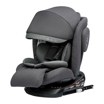 Автокресло INDIGO SMART+ Isofix, капюшон, подножка, 0+1+2+3 (0-36 кг) серый