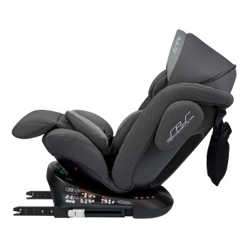 Автокресло INDIGO SMART+ Isofix, капюшон, подножка, 0+1+2+3 (0-36 кг) серый