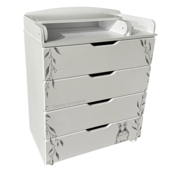 Комод детский с пеленальной доской Indigo Baby Line 800/4 ЛДСП, МДФ  белый с принтом