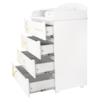 Комод Indigo Green Line 800/4 ЛДСП, МДФ с узким пеленальным столиком белый с принтом