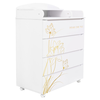 Комод Indigo Green Line 800/4 ЛДСП, МДФ с узким пеленальным столиком белый с принтом