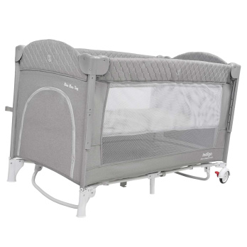 Кровать-манеж Indigo BON-BON TOY c маятником, (2 уровня) серый