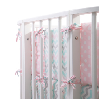 Комплект в кроватку 6 предметов Indigo Малыши (подушечки) перкаль розовый совята