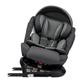 Автокресло INDIGO SMART+ Isofix, капюшон, подножка, 0+1+2+3 (0-36 кг) серый