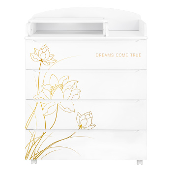 Комод Indigo Green Line 800/4 ЛДСП, МДФ с узким пеленальным столиком белый с принтом