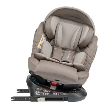 Автокресло INDIGO SMART+ Isofix, капюшон, подножка, 0+1+2+3 (0-36 кг) бежевый