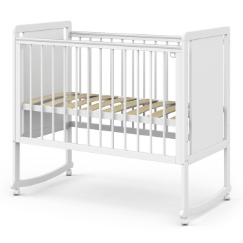 Кровать детская Indigo Classic колесо-качалка белый