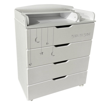 Комод детский с пеленальной доской Indigo Baby Line 800/4 ЛДСП, МДФ  белый с принтом