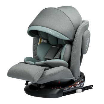 Автокресло INDIGO SMART+ Isofix, капюшон, подножка, 0+1+2+3 (0-36 кг) серый