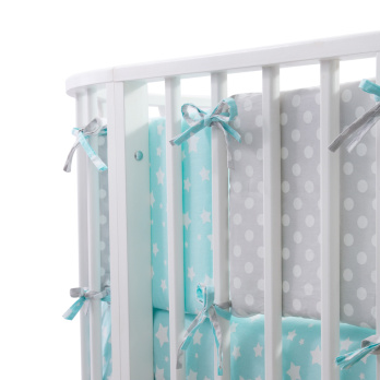 Комплект в кроватку 6 предметов Indigo Малыши (подушечки) перкаль бирюзовый