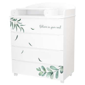 Комод Indigo Green Line 800/4 ЛДСП, МДФ с узким пеленальным столиком белый с принтом