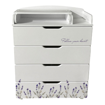 Комод детский с пеленальной доской Indigo Baby Line 800/4 ЛДСП, МДФ  белый с принтом