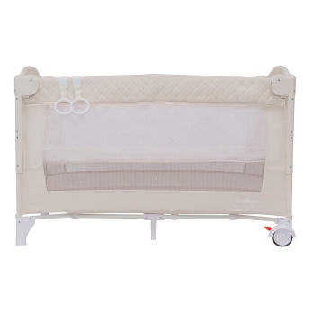 Кровать-манеж Indigo BON-BON TOY c маятником, (2 уровня) бежевый