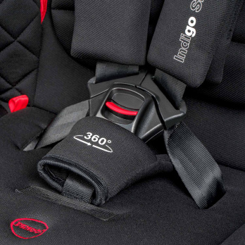 Автокресло INDIGO SMART+ Isofix, капюшон, подножка, 0+1+2+3 (0-36 кг) черный