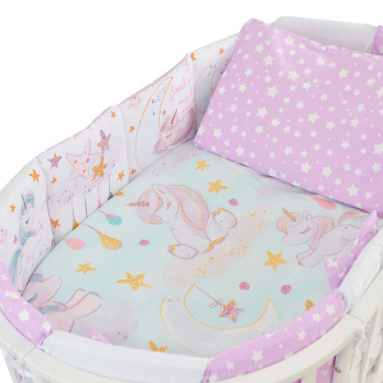 Комплект в кроватку 6 предметов Indigo Малыши (подушечки) перкаль розовый