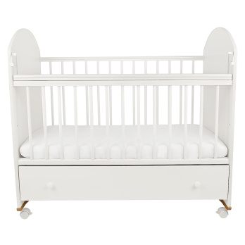 Кровать детская Indigo My Sleepy (фигур.спин., колесо-качалка, ящик) белый слоник