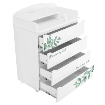 Комод Indigo Green Line 800/4 ЛДСП, МДФ с узким пеленальным столиком белый с принтом