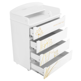 Комод Indigo Green Line 800/4 ЛДСП, МДФ с узким пеленальным столиком белый с принтом