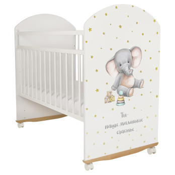 Кровать детская Indigo My Sleepy (фигур.спин., колесо-качалка) белый слоник