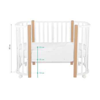 Кровать детская Indigo Baby Lux 3 в 1 (кровать, манеж, диван) белый