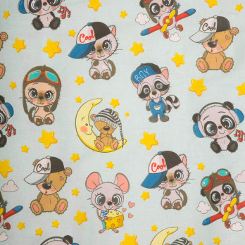 Комплект в кроватку 6 предметов Indigo Малыши (подушечки) перкаль бирюзовый