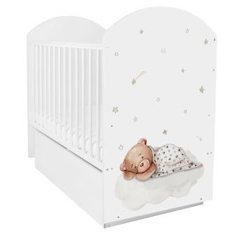 Кровать детская Indigo With Love маятник, ящик белый мишка