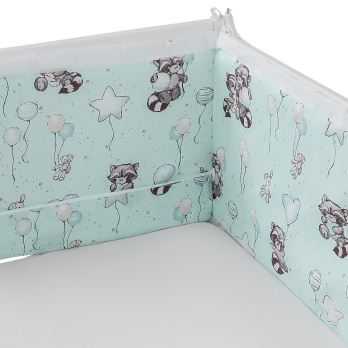 Борт в кроватку из 4-х частей Indigo Лесные зверята поплин 