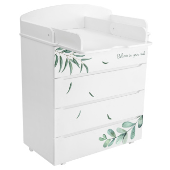 Комод Indigo Green Line 800/4 ЛДСП, МДФ с узким пеленальным столиком белый с принтом