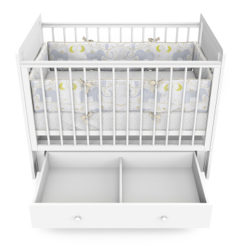 Кровать детская Indigo Happy Friends маятник на колесах, ящик 