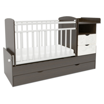 Кровать детская Кровать-трансформер Indigo СОНАТА с маятником и фигурной спинкой венге