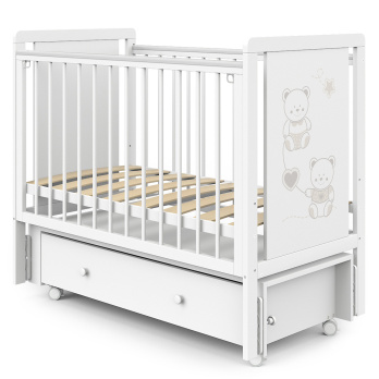 Кровать детская Indigo Happy Friends маятник на колесах, ящик 