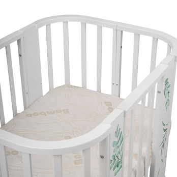 Кровать детская "Indigo "Green Line" 5 в 1 с поперечным маятником белый с принтом