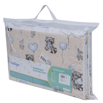 Борт в кроватку из 4-х частей Indigo Лесные зверята поплин 
