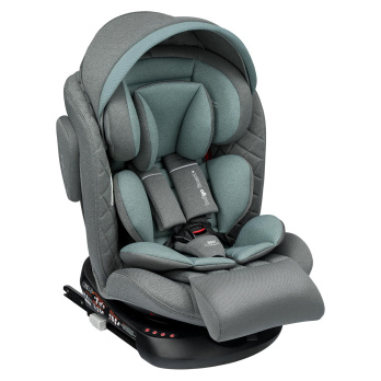 Автокресло INDIGO SMART+ Isofix, капюшон, подножка, 0+1+2+3 (0-36 кг) серый