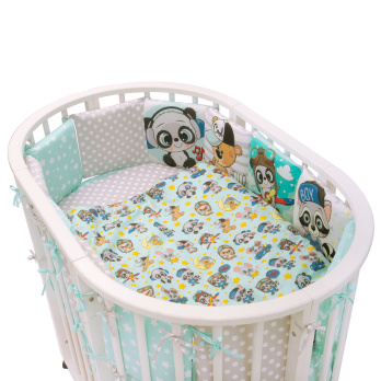 Комплект в кроватку 6 предметов Indigo Малыши (подушечки) перкаль бирюзовый