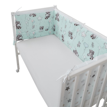 Борт в кроватку из 4-х частей Indigo Лесные зверята поплин 
