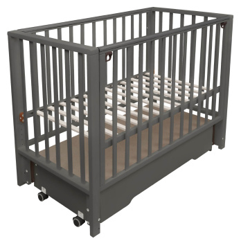 Кровать детская Indigo Norden маятник на колесах, ящик серый